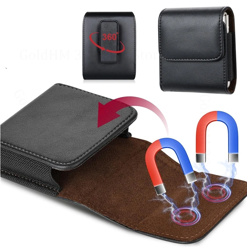 

360° Belt Clip Magnetic Phone Leather Cases For ZTE Nubia Flip2 5G Waist Holster Bag Magnet Phone Pouch For ZTE nubia Flip 2 5G