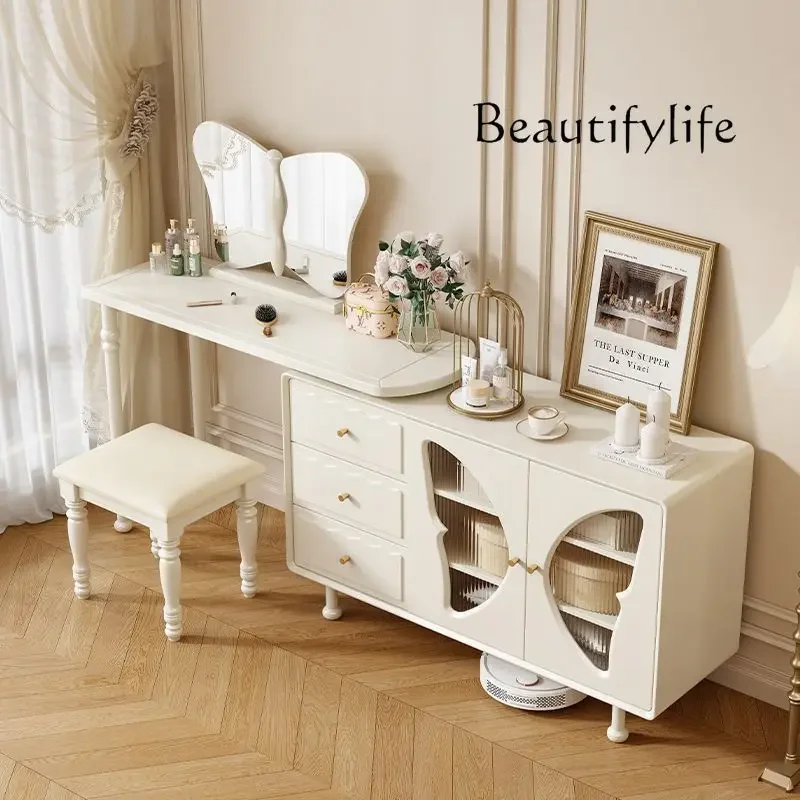 BJ R Cream Modern Dressing Table Organizer White Cheap Desgin Makeup Vanity Table Cabinet European Beauty Vestidores Home Furnit