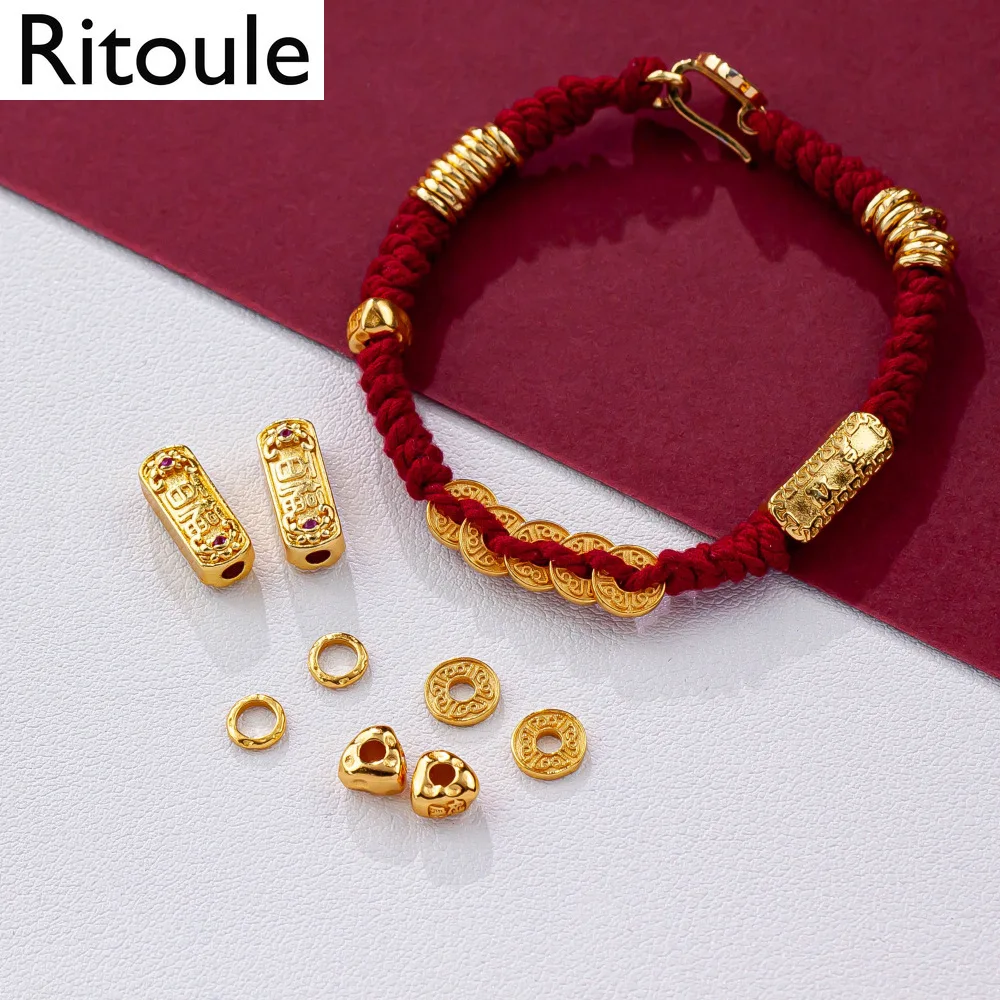 2pcssand gold hammer gold ring spacer running ring DIY accessories bracelet bracelet entanglement bracelet accessories
