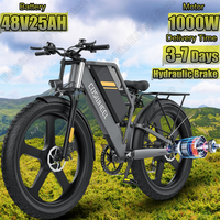 Electric Bicycle 1000W Motor 48V25AH Lithium Battery Hydraulic Brake E-bike Adult 26*4.0 Inch Fat Tire All Terrain Electric Bike