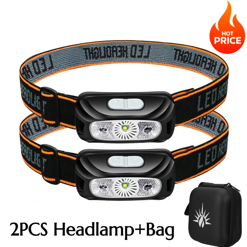 Mini Wiederaufladbare Leistungsstarke Sensor-Stirnlampe für Angeln und Camping, USB-Kopflampe, COB LED Kopfleuchte, Taschenlampe, Frontscheinwerfer