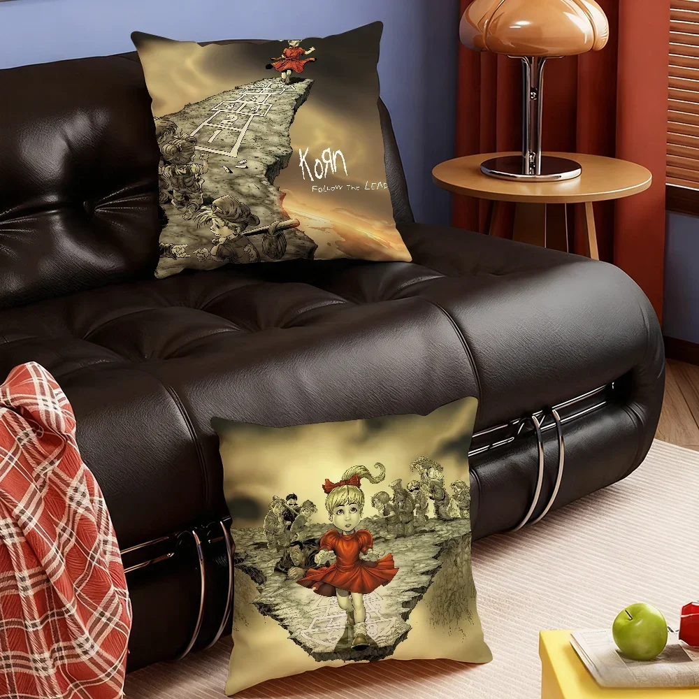 Rock Band Music K-KoRn-S cushion cover Soft Smooth Pillow Case Hidden Zipper Washable Decorative Couch Office Gift