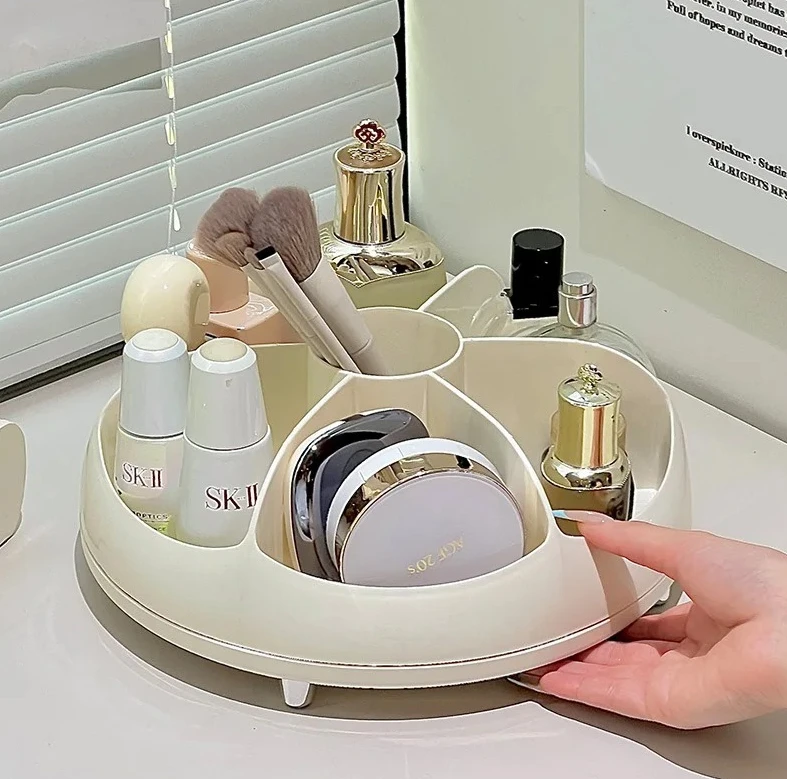 

Вращающийся органайзер для макияжа, 360° ° Вращающийся ящик для хранения косметики, настольный держатель для кистей для помады большой емкости