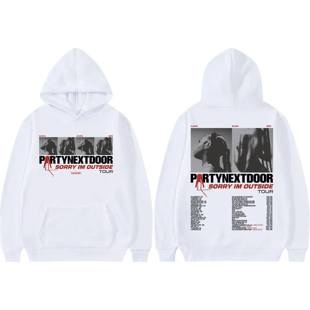 مغني الراب Partynextdoor آسف ايم خارج جولة هوديي الهيب هوب خمر مقنعين البلوز الرجال المرأة موضة بلوفرات فضفاضة غير رسمية