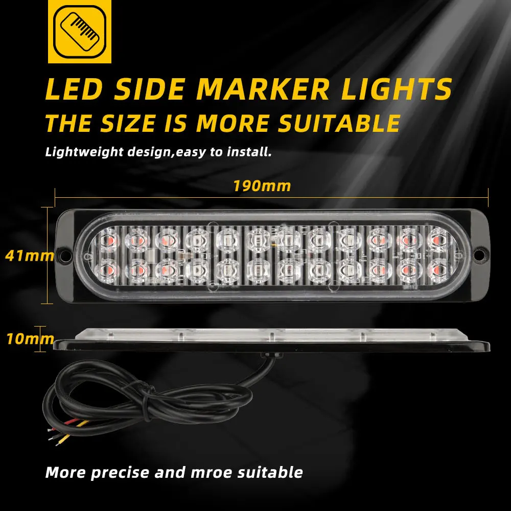 24Led Ultra-thin Strobe Light Cheap Emergency Warning Grille Flashing Lightbar Truck Side Car Trailers Beacon Lamp Traffic Light