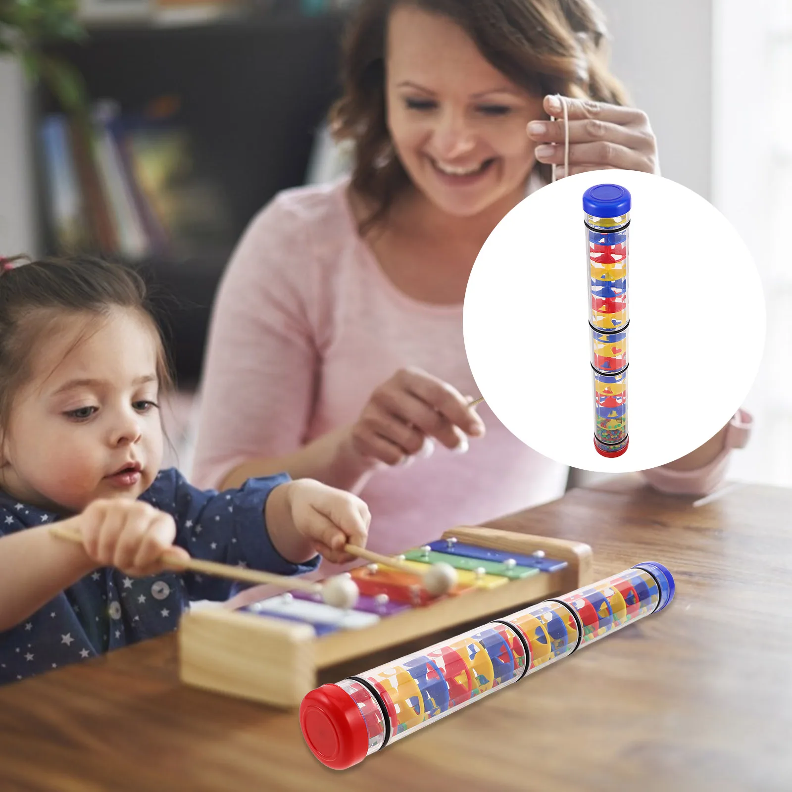 

Stick Spiral Musical Shaker 40Cm Kids Rain Sound Maker Auditory Visual Development Tool Classroom Family Use Toddler Sensory