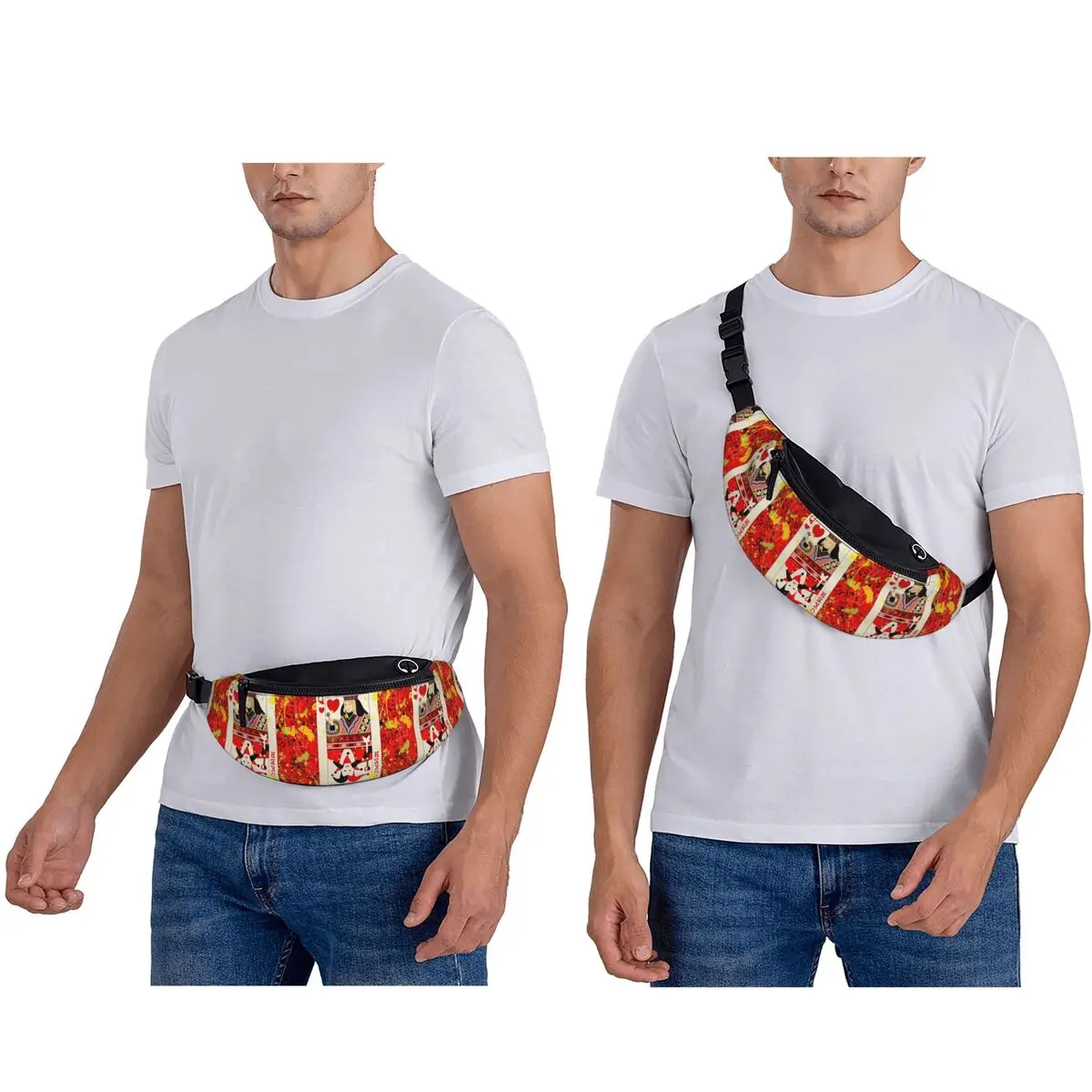 Casino Nights Red Queen Of Hearts Waist Bag for Women Men Crossbody Fanny Pack Running Phone Money Pouch
