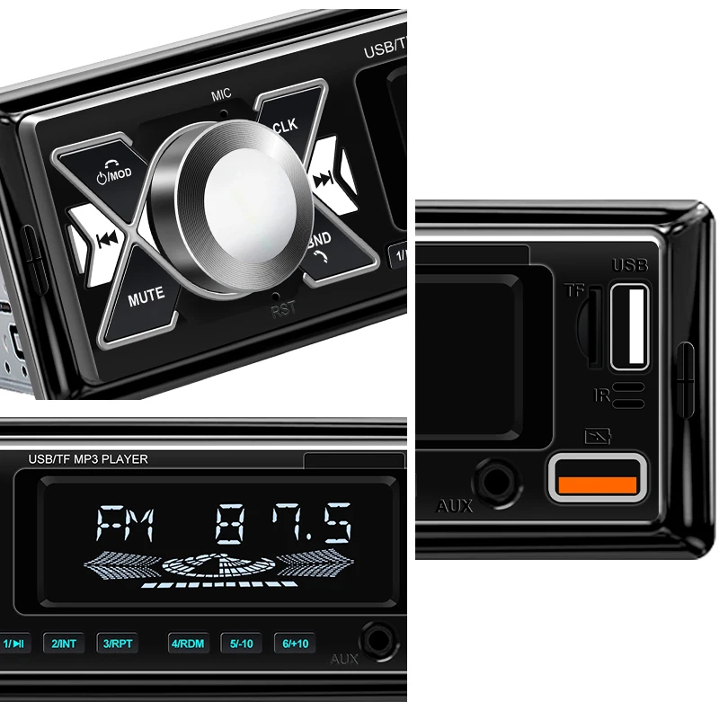 HIPPCRON 6 IN1 Auto 1DIN Radio Audio Stereo MP3-Player BT5.1 Multimedia Digital Stereoanlage für Auto Universell Farbig Aux-Eingang USB – Detail 9