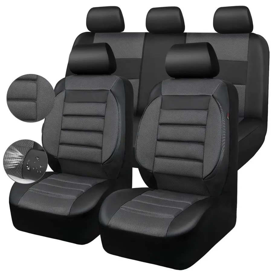 

Leather 3D Foam Back Support Car Seat Covers Full Set Air Mesh Automotive Seat Covers, All Season Car Seat Cover Fit Automotive,