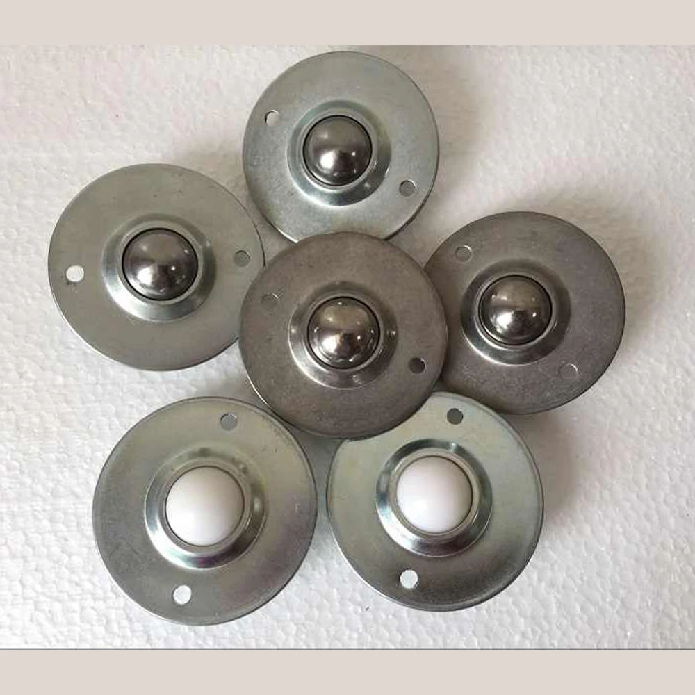 1Pcs Roller Ball Circular Universal Wheel CY-12/16/19/22/25/30/38B Bullseye Flange Conveyor Carbon Steel / Nylon / SUS304