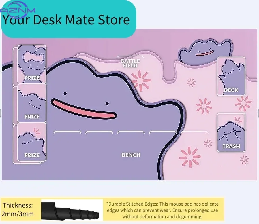Cute Snorlax Themed TCG Mouse Pad, Waterproof Non-Slip Trading Card Game Play Mat With Game Zones