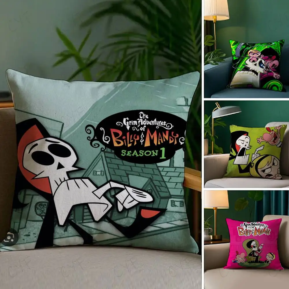 

B-Billy & Mandy's Adventure Anime Pillow Case Custom Printed Brushed Fleece Pillow, Baby Skin-Touch, Eco-Friendly Dye-Sublimatio