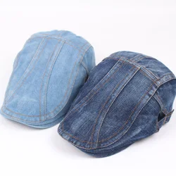 Adjustable Denim Beret Cap for Men Women Casual Unisex Jeans Beret Hat Solid Color  Cap Spring Autumn Hats Men Winter