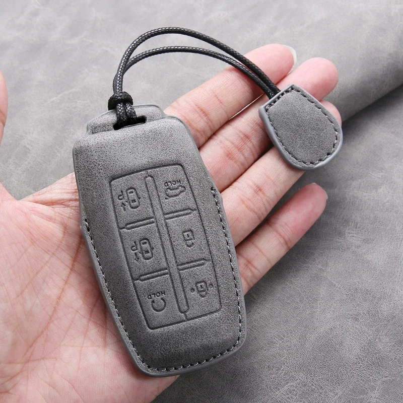 

Leather Car Remote Key Case Cover Shell Fob For Hyundai Genesis GV70 GV80 GV90 G80 2019 2020 2021 2022 Auto Keychain Accessories