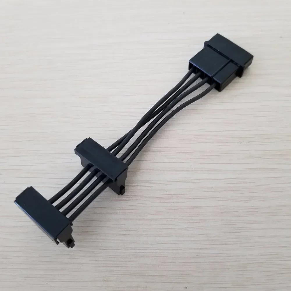 전원 플러스 4 핀-2 x SATA 엘보 어댑터 전원 연장 케이블 검정색 짧은 유형 18awg 10cm