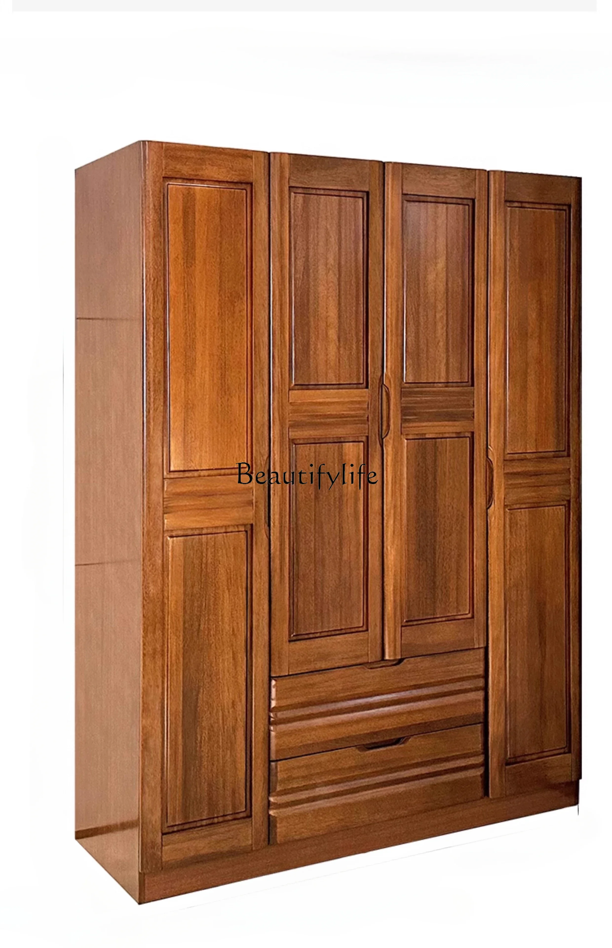 

LD33All solid wood wardrobe home bedroom walnut new modern Chinese wardrobe storage