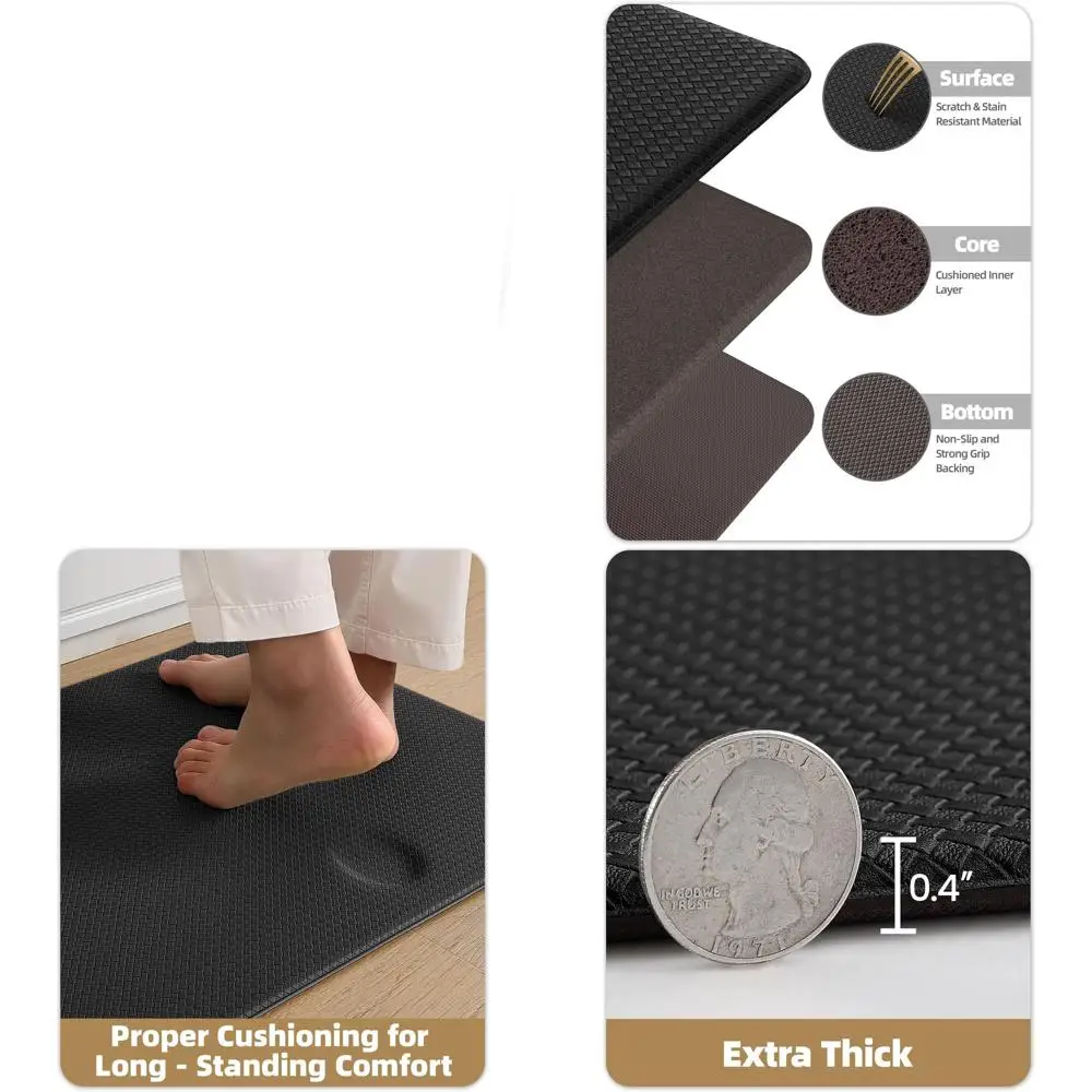 مجموعة مزدوجة من سجادات المطبخ المضادة للتعب مقاس 17 × 59 بوصة، مقاومة للماء، مقاومة للزيت، سهلة التنظيف، عدادات أرضية مطاطية رغوية غير قابلة للانزلاق