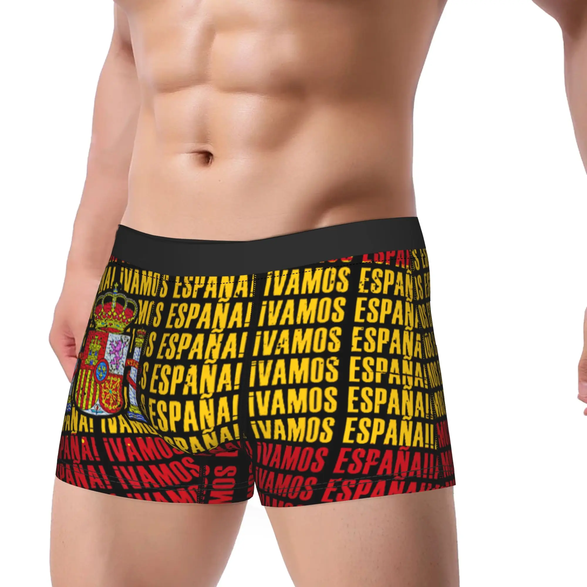 Cool Spain Flag Proud Spanish Underwear  Men Panties Printing Elastic Boxershorts Trenky Shorts Briefs Big Size