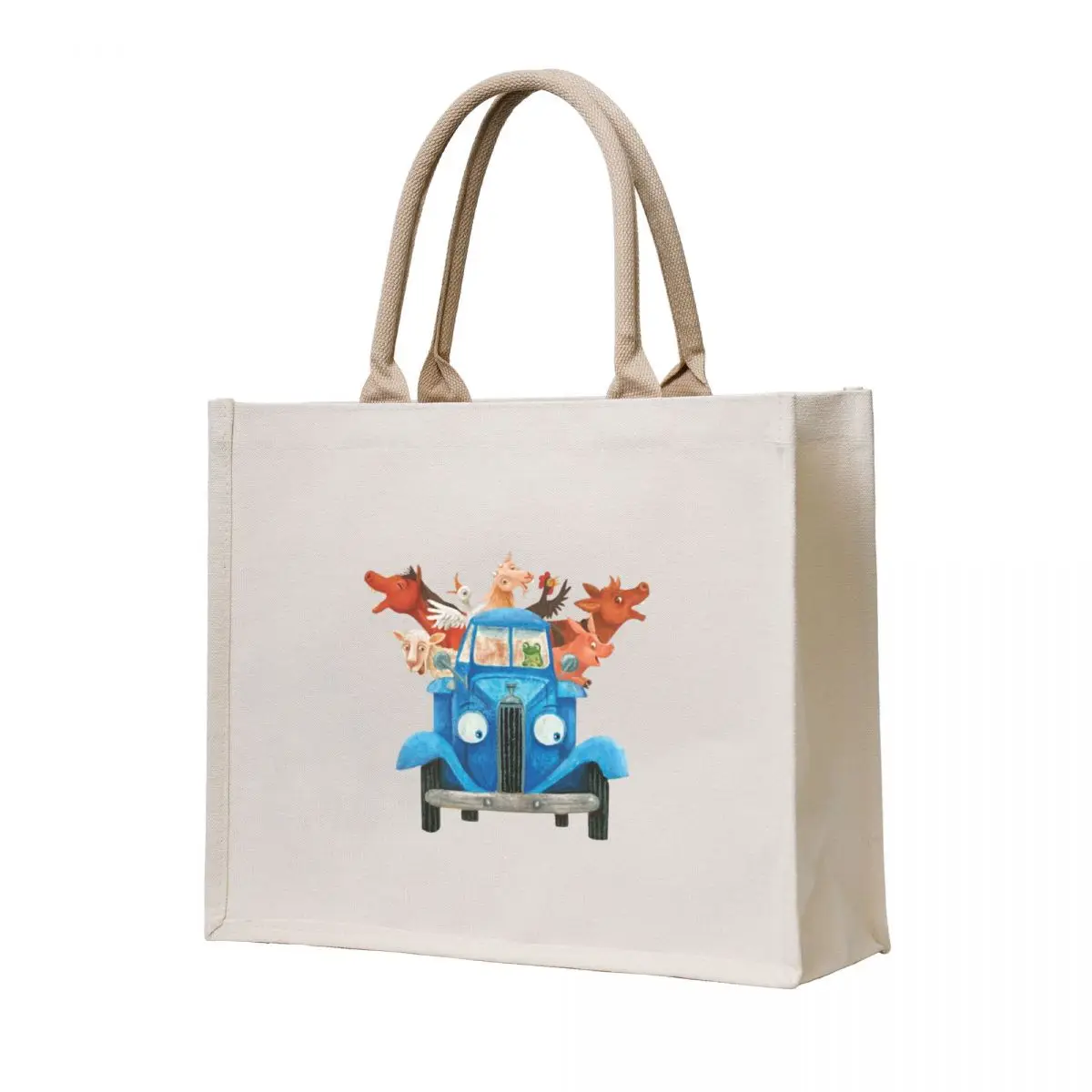

Little blue truck with farm animals classic illustration Tote Bag bags for women tote bag custom bag for beach Women's