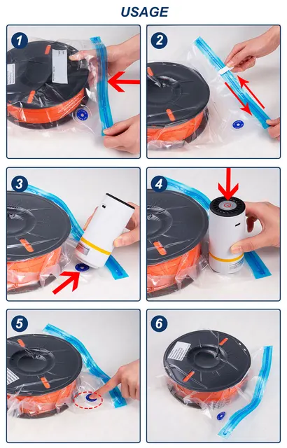 3D Printer Filament Storage Bags – Vacuum-Seal Dry Bags for PLA, ABS and PETG Spools – view 2
