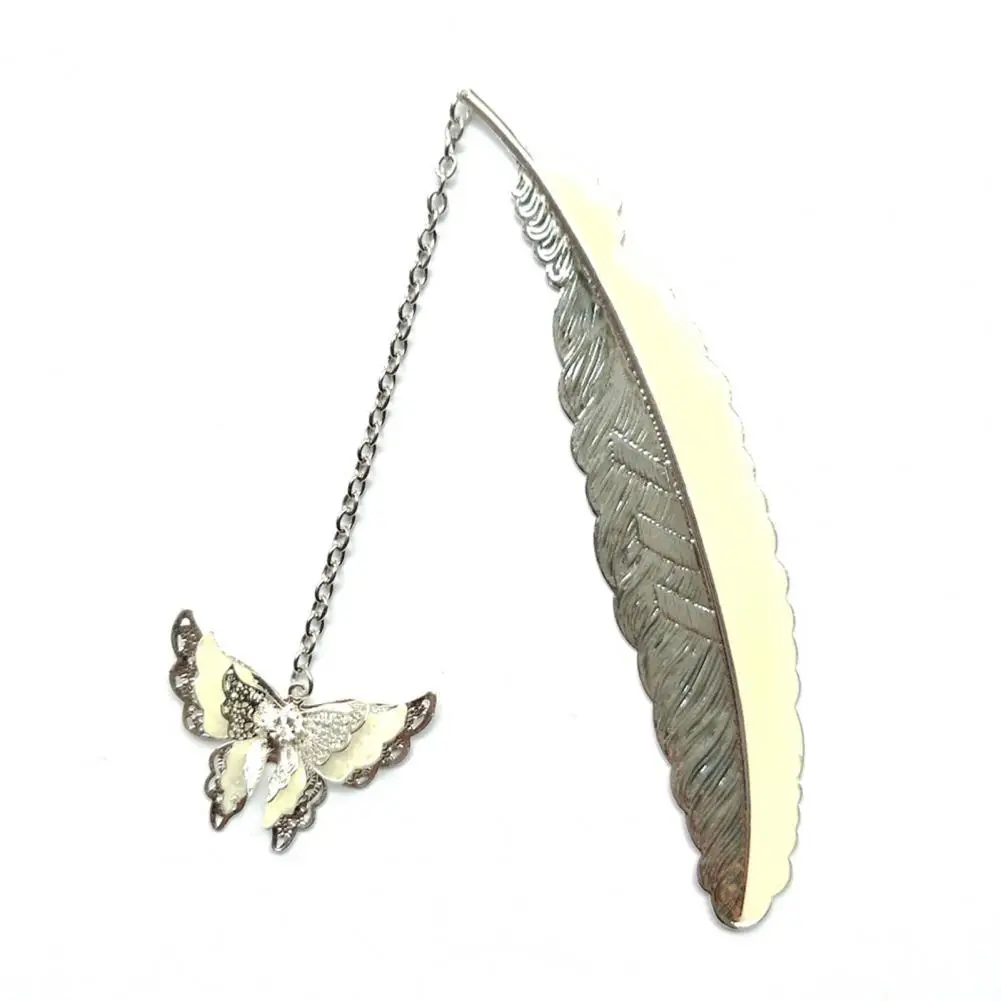 Metal Feather Bookmark com pingente, Marcador para crianças, Casa e escola, Retro