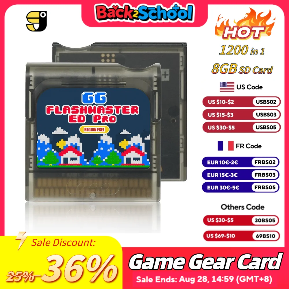 

2025 New Upgrade Game Gear Cartridge FlashMaster Cart With 8GB TF Card With 1200+ Games For Sega Game Gear GG Console