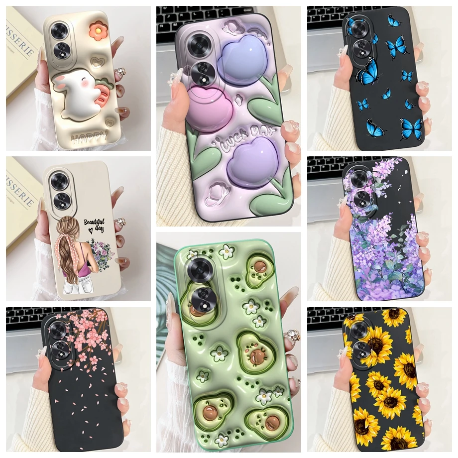 For Oppo A60 4G CPH2631 Case Cover Oppo A80 CPH2631 Soft Silicone TPU Flower Butterfly Girly Fashion Painting OppoA60 5G  Funda