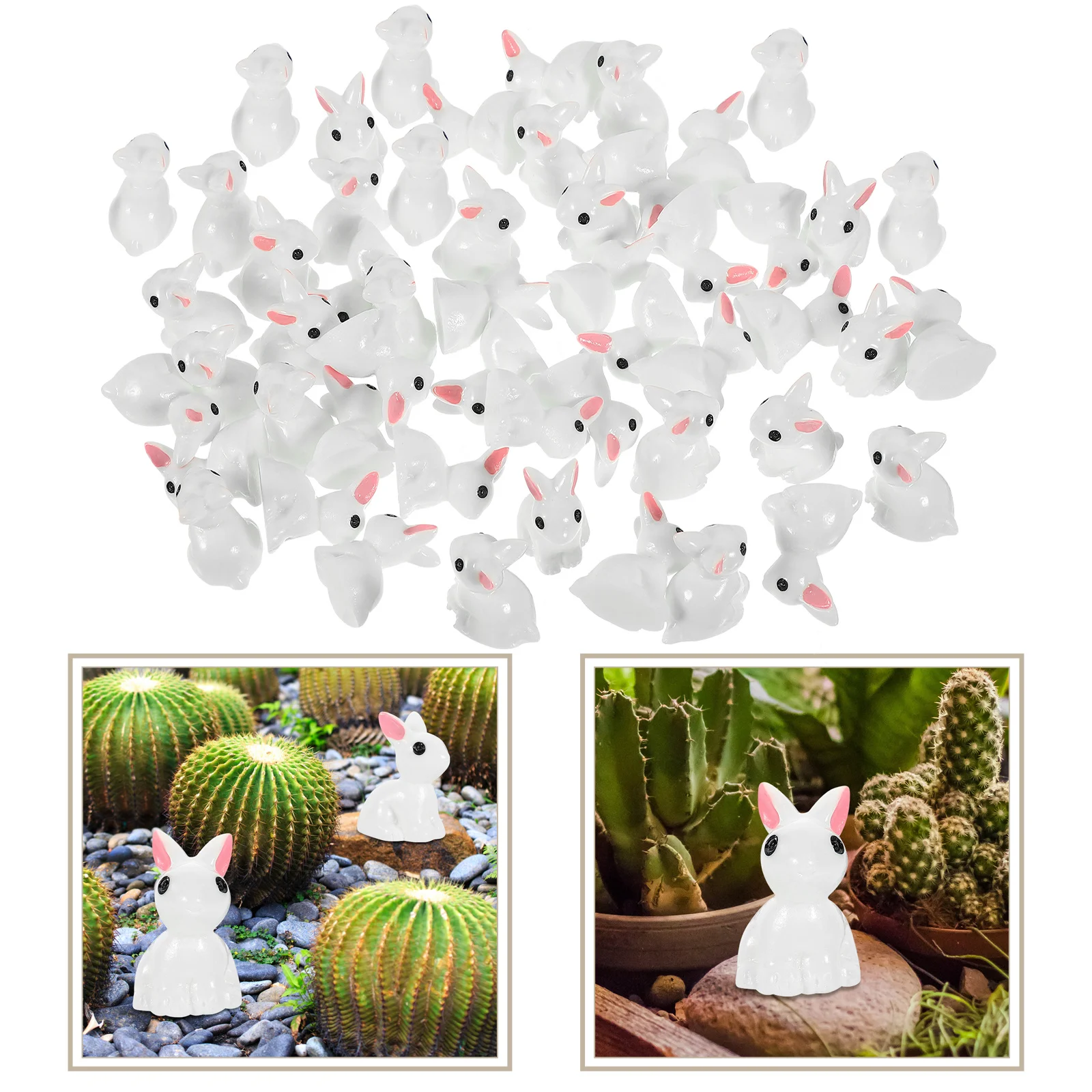 

50Pcs Mini Bunny Resin Statues Garden Decor Micro Landscape Tiny Rabbit Sculpture Easter Ornament Mini Bunny Figurines