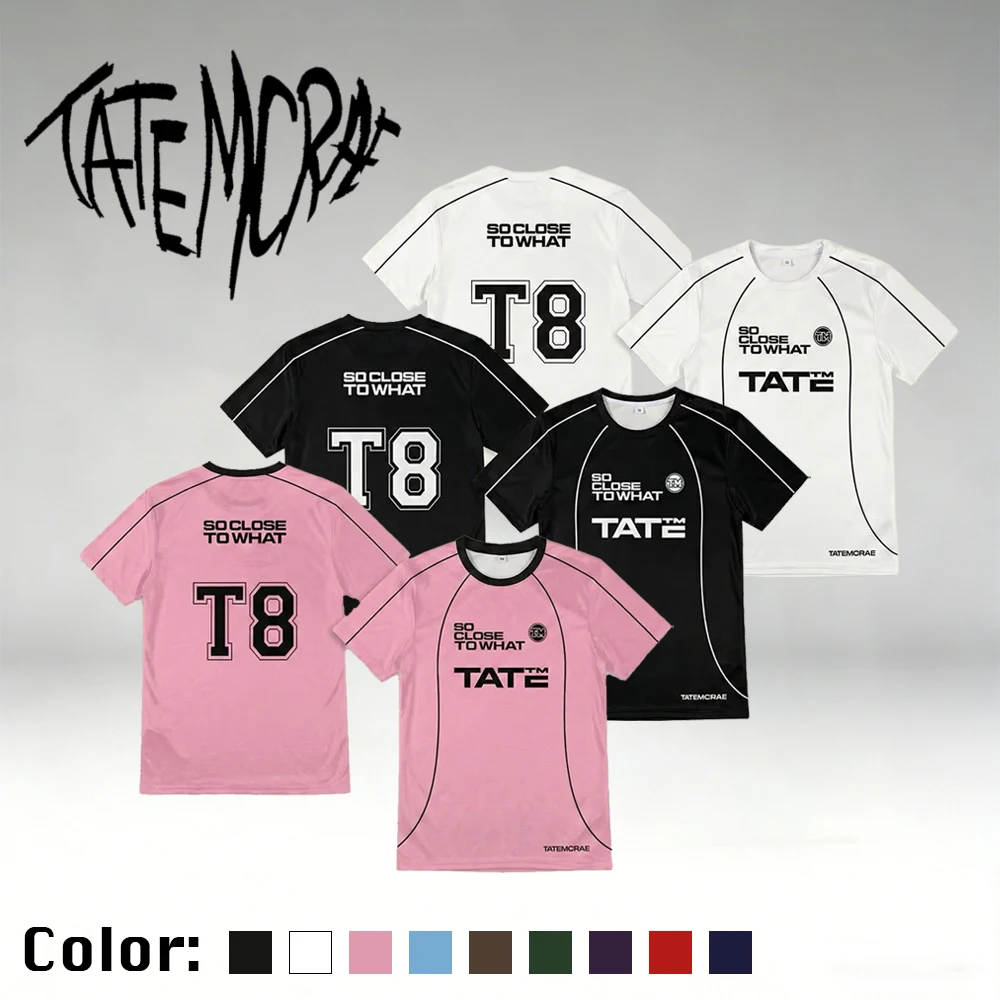 

Tate McRae SC2W Album T8 Football Jersey SO CLOSE TO WHAT Streetwear Oversized O-Neck T Shirt Unisex Breathable Short-Sleeve Tee