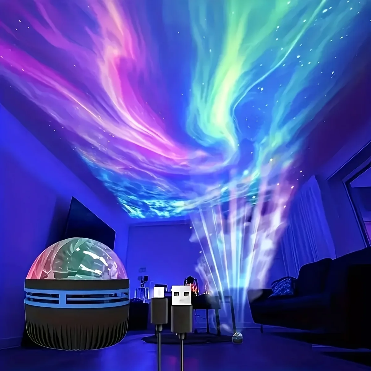 ضوء ليلي لجهاز عرض الأضواء الشمالية USB: عرض سقف Aurora Borealis، مؤقت تشغيل/إيقاف تلقائي لديكور غرفة النوم والحفلات والتخييم #6