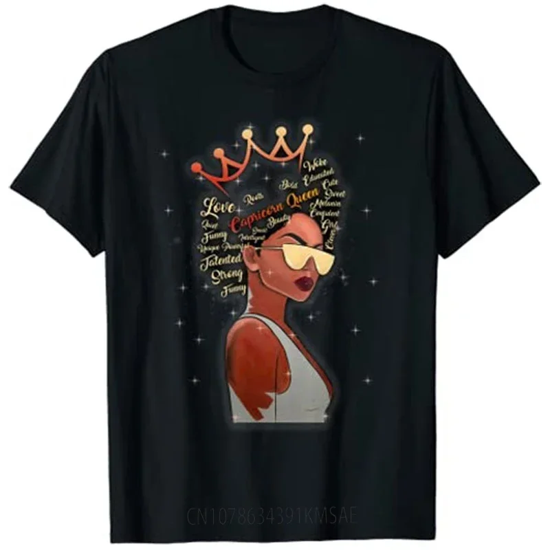 Capricorn Queen - Black Queen Birthday Gifts Zodiac Birthday T-Shirt Tops