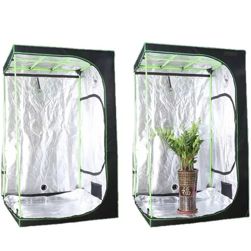 600D Oxford Cloth Hydroponic Grow Tent Single Door Green Edges & Green Pipes Greenhouse Planting Tent
