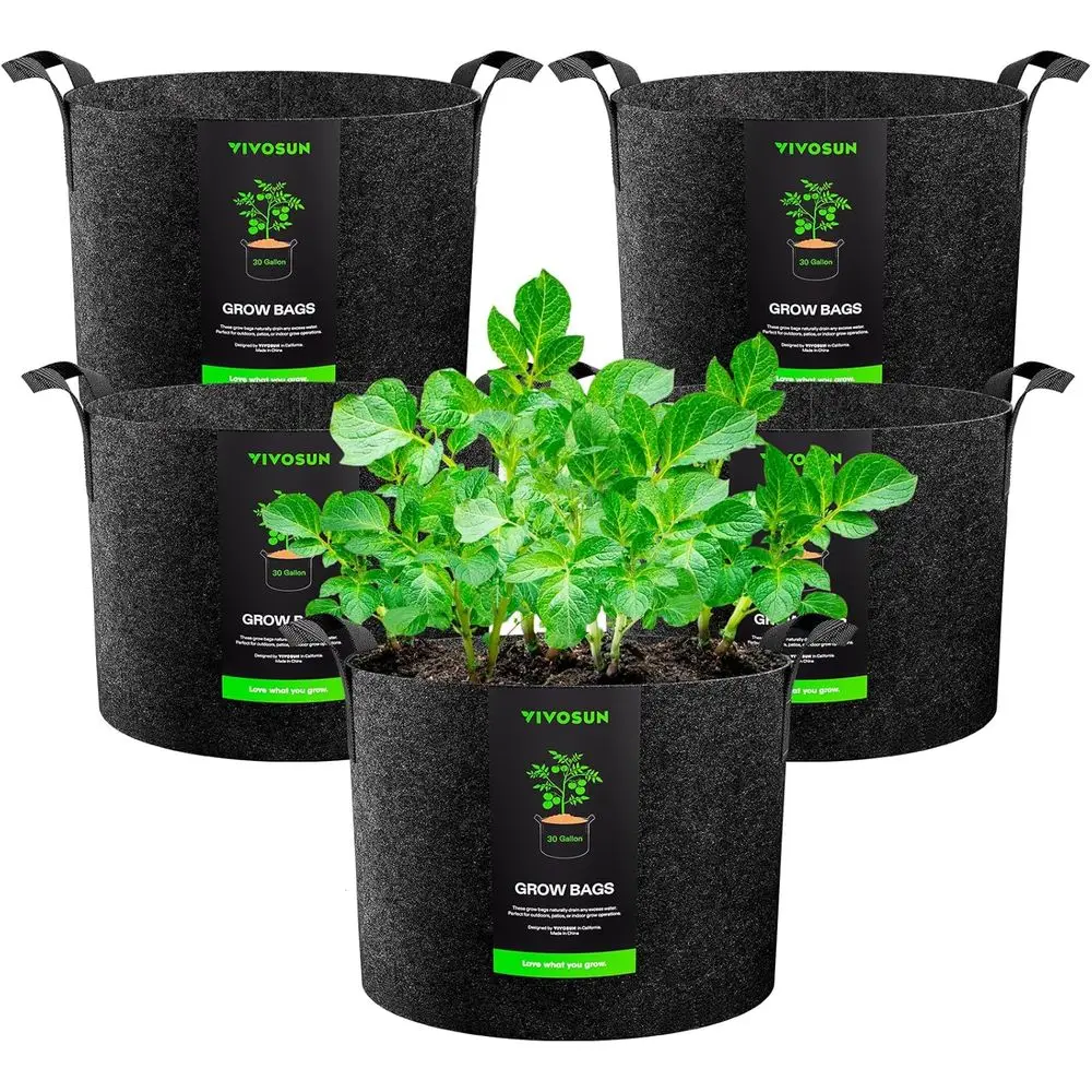

5-Pack 30 Gallons Grow Bags, Heavy Duty Thickened Nonwoven Fabric Pots with Handles