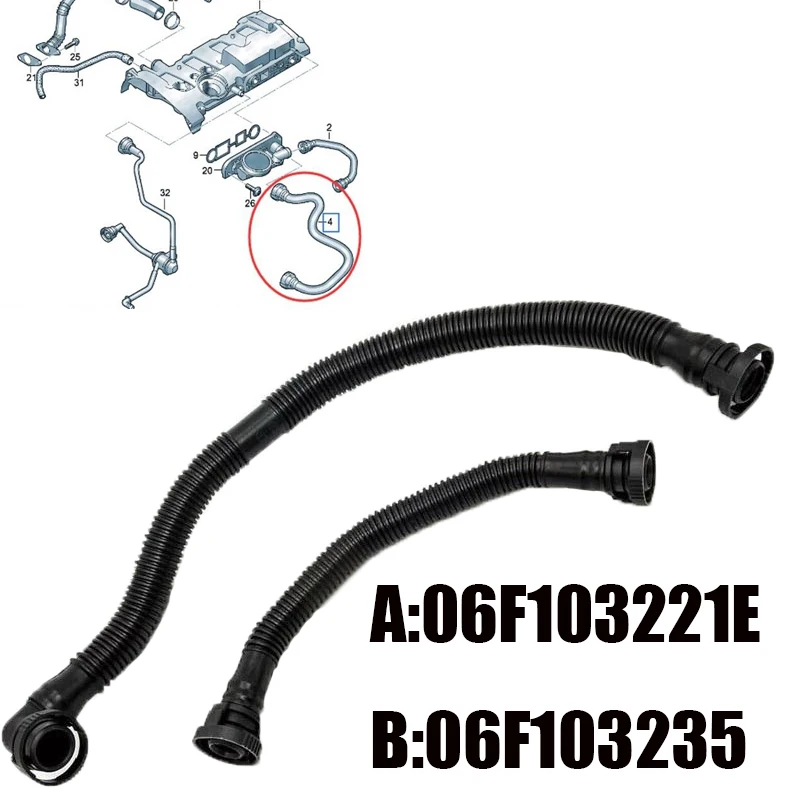 

Car Parts Crankcase Breather Valve Vent Hose Pipe For VW Audi 2.0 TFSI - PCV Crankcase Breather Valve Vent Hose Pipe 06F103221E