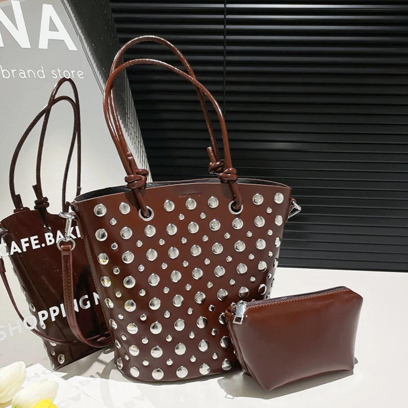 المرأة سعة كبيرة دلو الماء حقيبة الكورية موضة برشام تصميم تنوعا شخصية ركاب كتف واحد حقيبة تحت الإبط #1