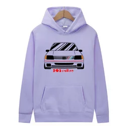 Men's Hoodie Wool Sweatshirt Retro Wrc 205 Gti CAR Rallye Racing Men Pullover Thickened Hoodie Class Sweater Sports Couple Hoodi