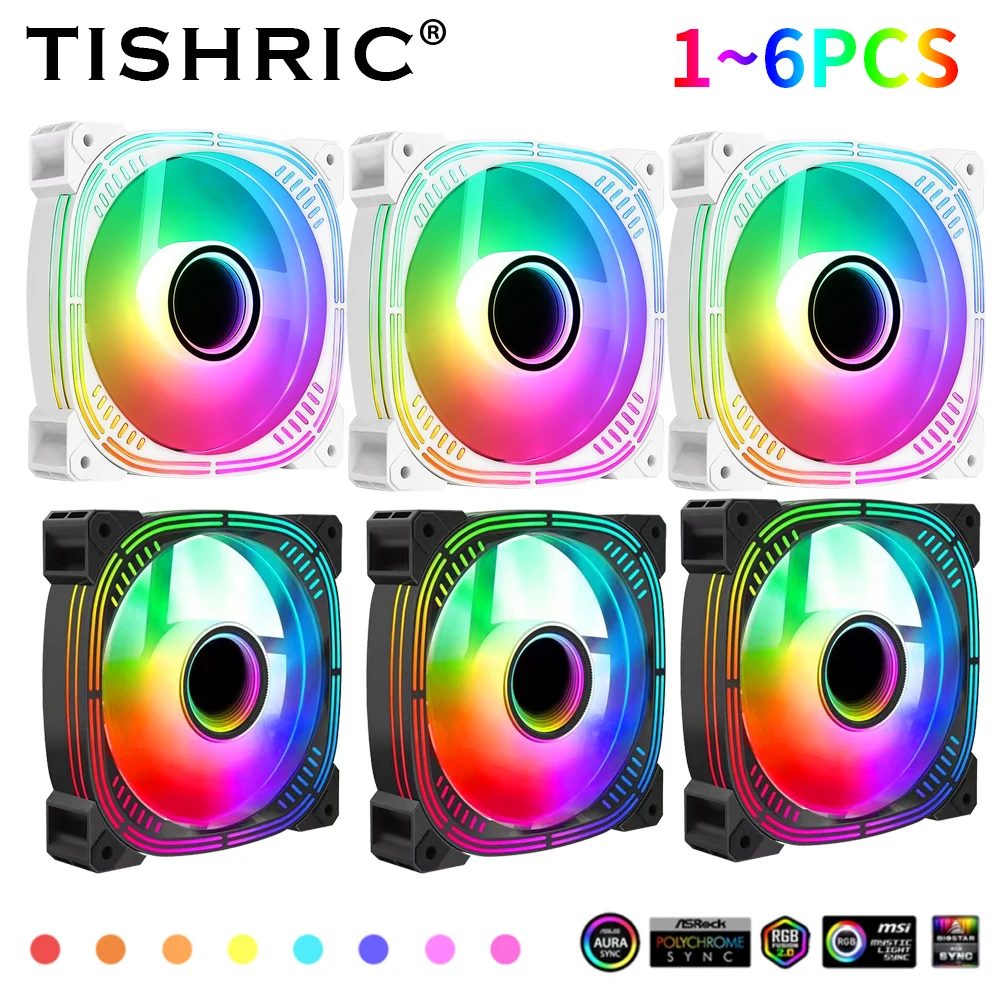 TISHIRIC ARGB Fan 120mm PC Computer Case 5V 3Pin Sata Connector PC Gamer Computer Case Kit Sync Argb Cooling Fans