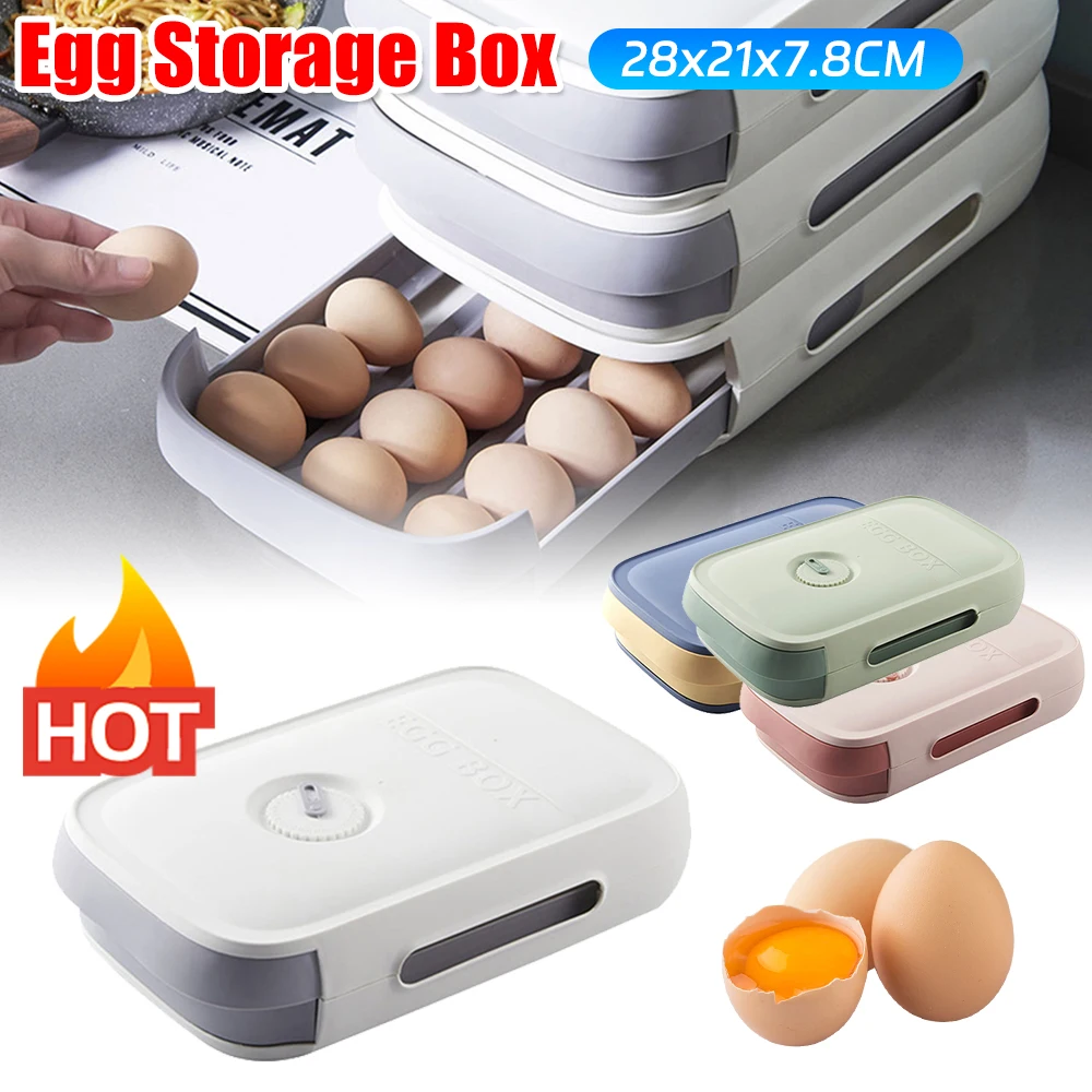 Egg Storage Box Kitchen Egg Storage Container Refrigerator Drawer Type Eggs Tray Plastic Egg Holders Kitchen Accessories