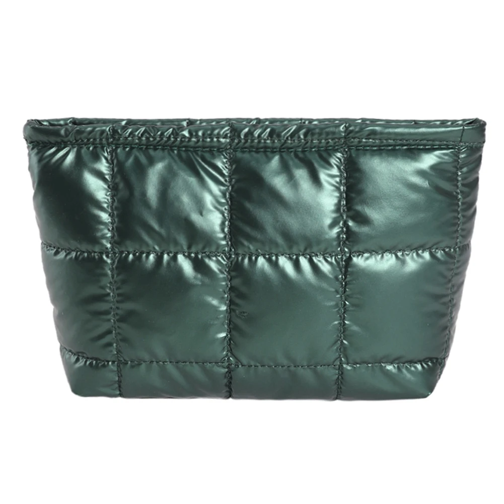 여성 메이크업 파우치 패딩 퀼트 메이크업 수납 가방 대용량 화장품 정리 가방 단색 푸퍼 핸드백 클러치