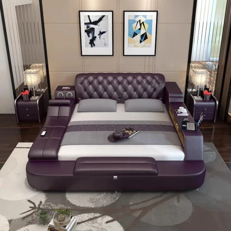 Designer Master Aesthetic Bed Frame Luxury Storage High End Modern Modular Bed Multifunctional Frame Cama Casal Home Furniture