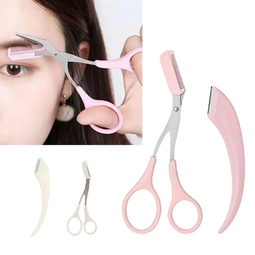 con peine recortador de cejas tijeras multifunción de acero inoxidable para recortar cejas tijeras de belleza de maquillaje ultrasuave