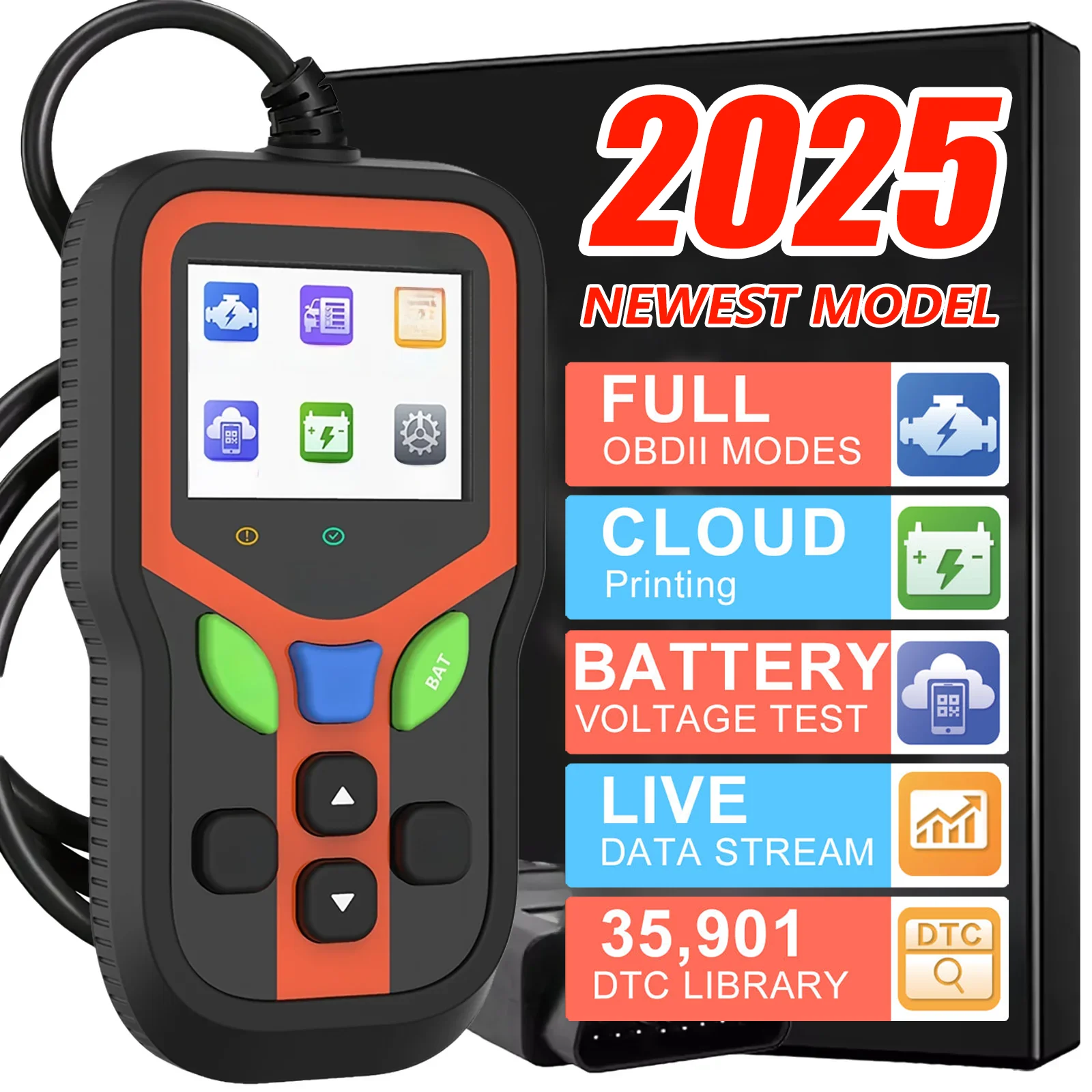 

OBD2 Автомобильный сканер Многофункциональный детектор неисправностей Тестер аккумулятора V321 Clear Fault OBDII/EOBD Считыватель кодов Диагностический инструмент для автомобилей