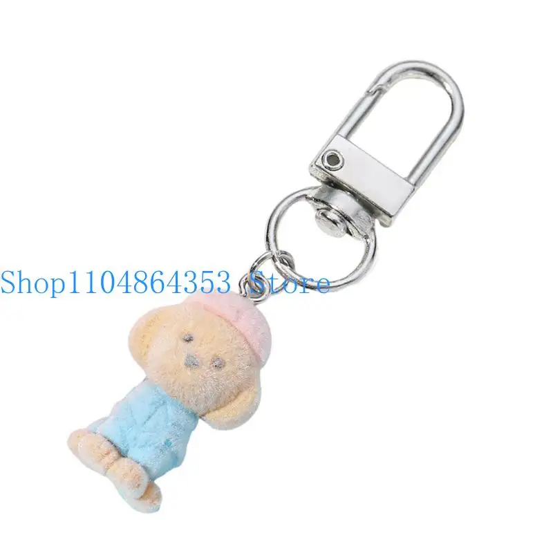 652F Flocking Cow Dog Pendant Keychain Animal Shaped Chain Fashionable Keyring Jewelry Camera Bag Decors Handmade Gift