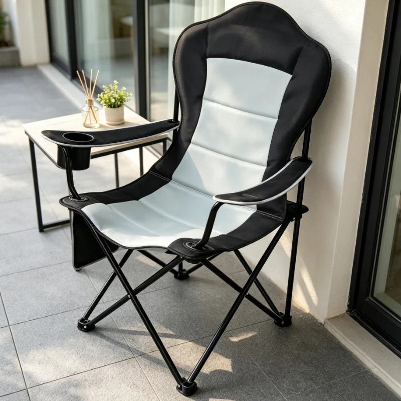 Chaise de plage pliable avec porte-gobelet, chaise de camping robuste et résistante aux intempéries, siège de loisirs portable idéal pour la plage, le jardin, la terrasse, le camping, la pêche et la détente en plein air dans la cour.