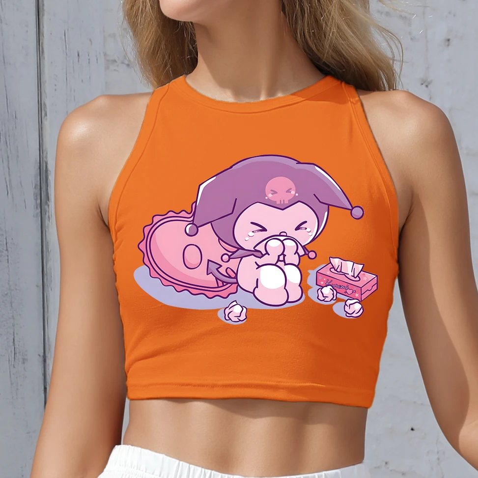 

SUMMER TOP off shoulder crop top women clothes party KUROMI CUTE TOPS