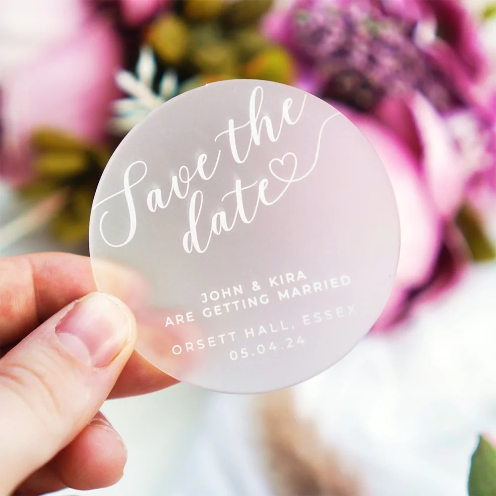 5/15/30Pcs Personalized Acrylic Minimalistic Save the Date Wedding Cards Stationery Modern Table Decor Custom Place Names Tags