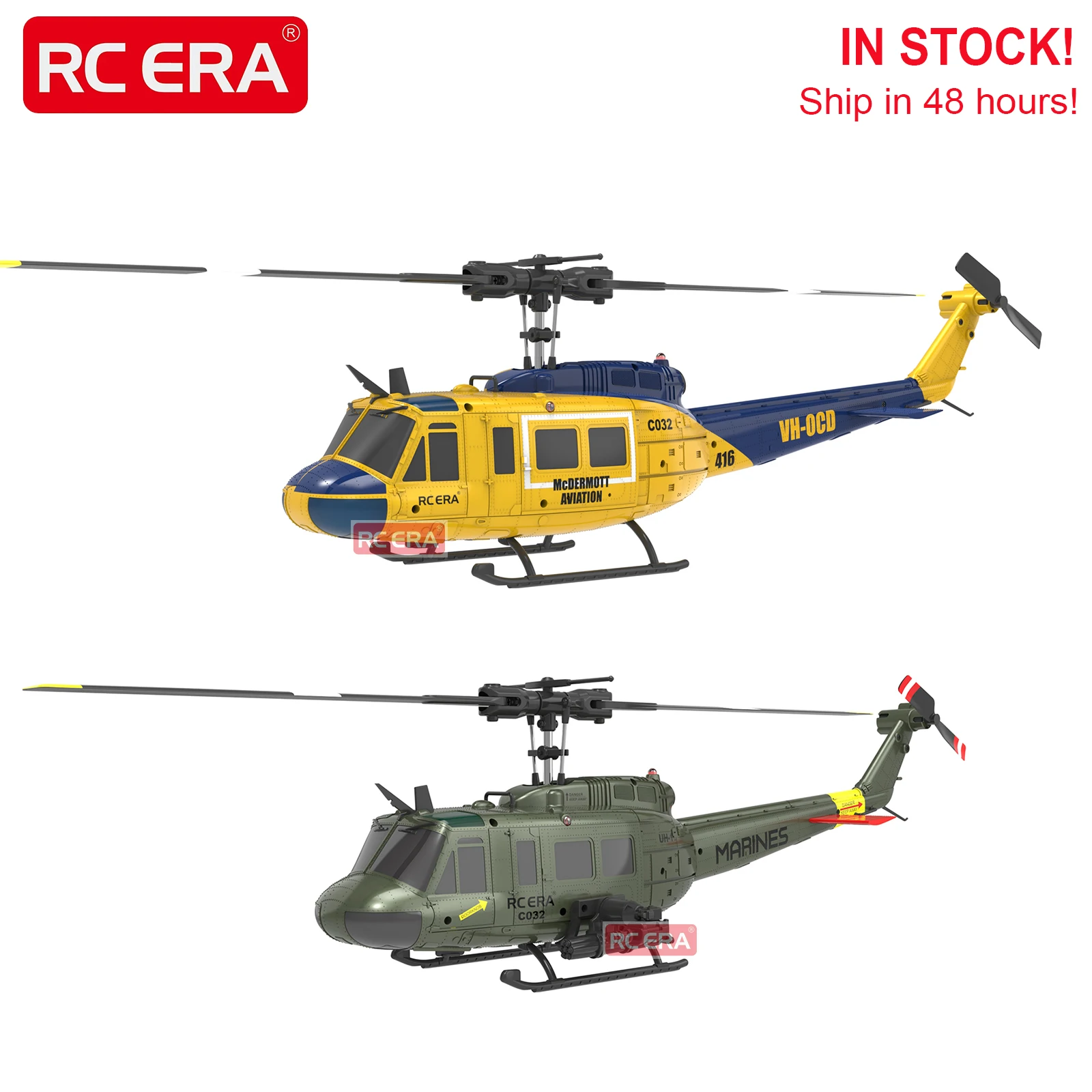 RC ERA C032 UH-1 Huey Gyro Stabilized Optical Flow Scale Remote Control Model RC Helicopter for Adult