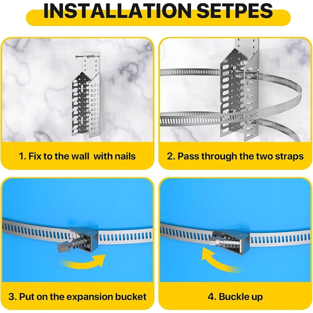 2pcs Stainless Steel Wall Mounted Bracket With 2 Shock Absorbing Strips For Water Heater Expansion Tank Up To 13 Inch Diameter