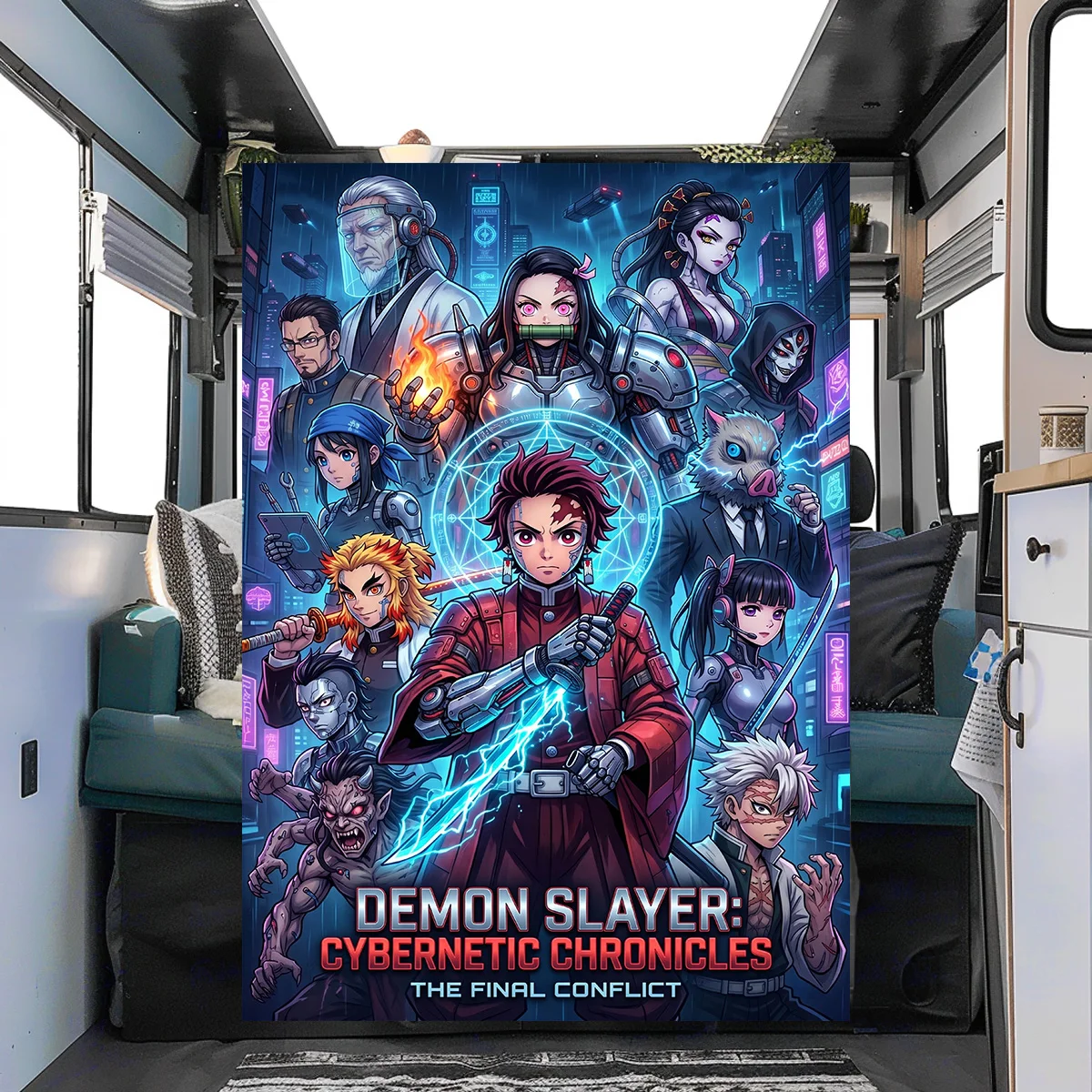 Demon Slayer  Printed Flannel Blanket Soft Cozy for Bed Sofa Chair Picnic Travel Home Outdoor YUN6514