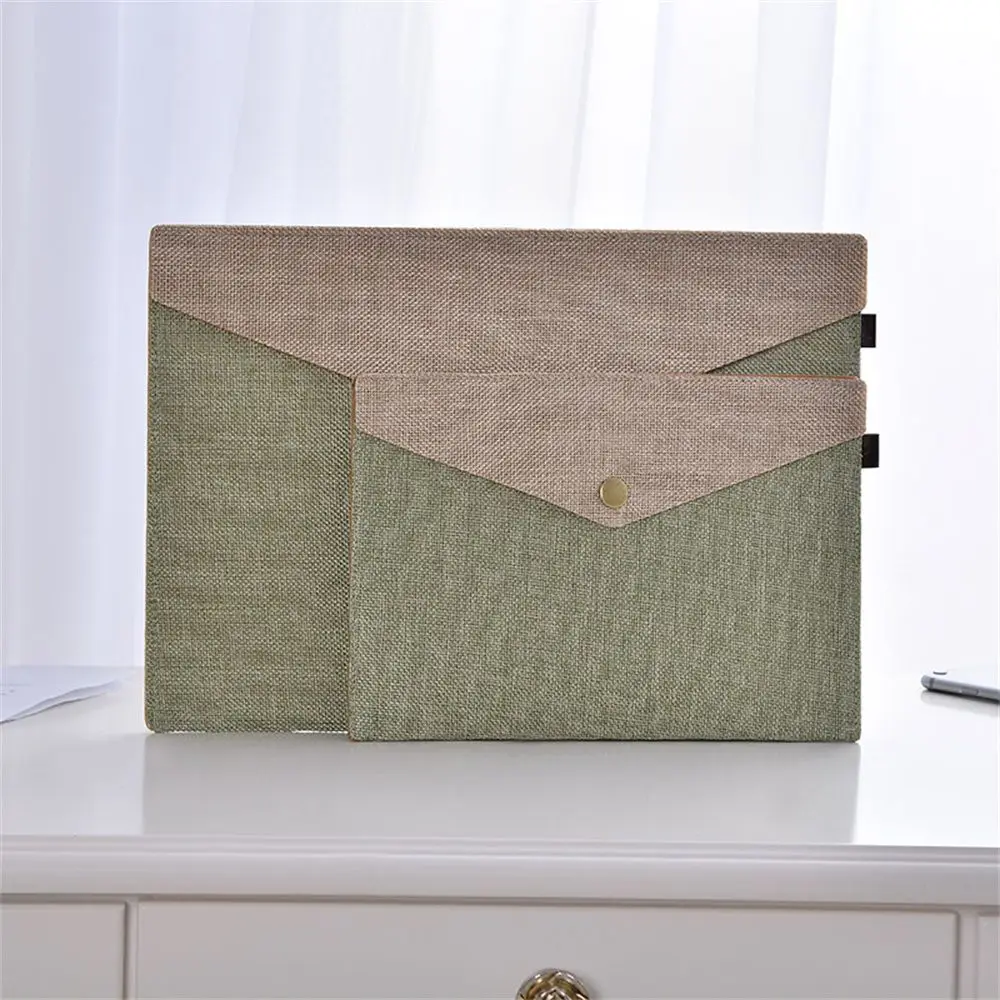 A4/A5 Large Capacity Imitation Linen Canvas Home School Work Office File Envelopes File Bags File Folders Folders Organizers